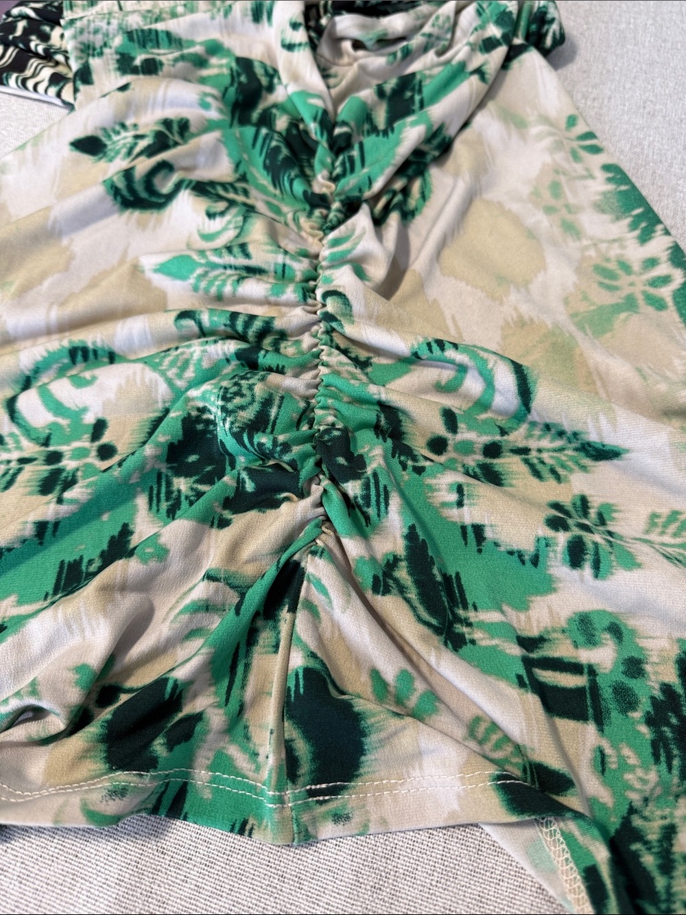 Alfani Green and Cream Floral Scoop Neck Long Sleeve Top SZXL - Picture 12 of 15